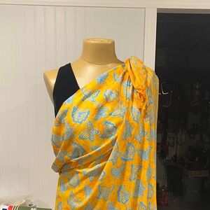 Yellow Butterfly Print Wrap Sarong pareo batik NWT Bali Windhu handcrafted 44x66